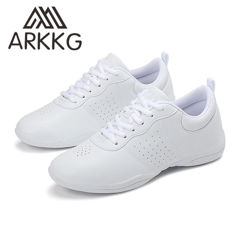 ARKKG 치어리더 훈련 체조 신발, 댄스 신발, 여성 어린이 소프트 바텀 신발, 흰색 운동 에어로빅 신발