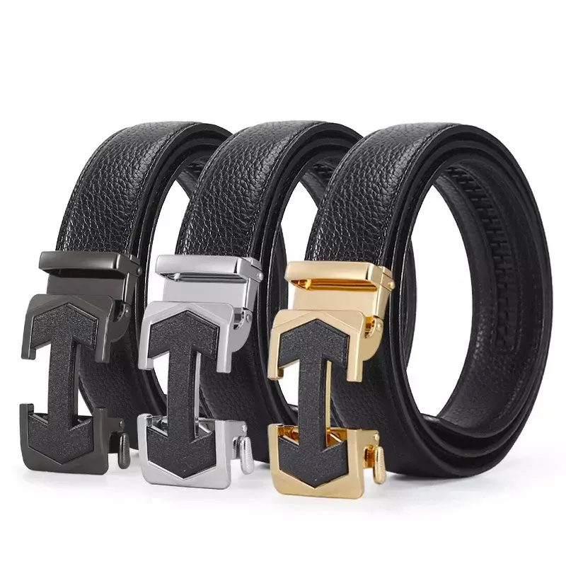 2024 Fashion Men's Leather Buckle Belt Automatic Checkoff Belt Luxury Vintage Leather Brand Design Fashion Belt Women Belts