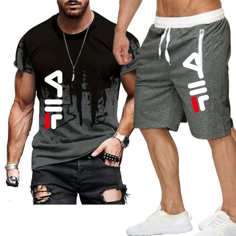 남녀공용 저지 운동복 티셔츠 반바지, 2 피스 의상, 저지 스포츠 세트, 2024 년 여름 신상 패션