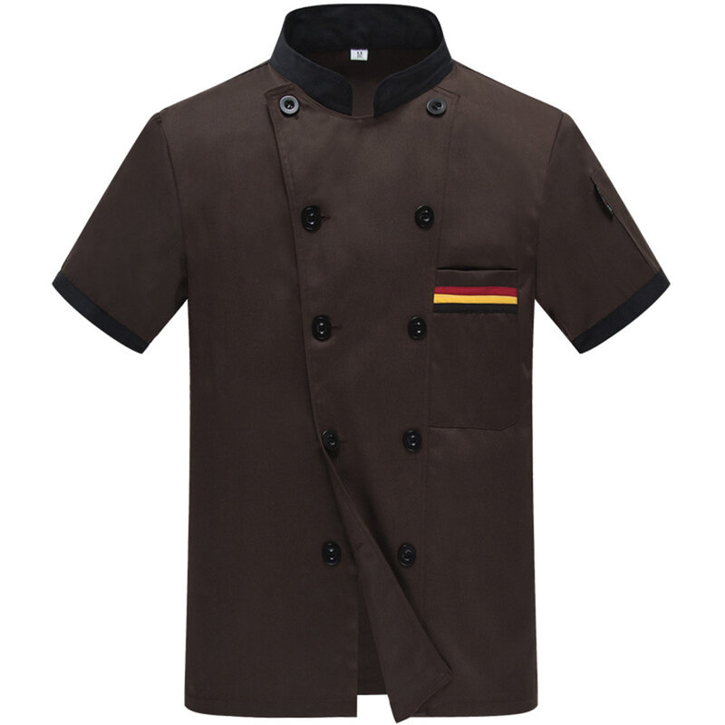 Jaket koki profesional, jaket koki profesional cocok untuk pria dan wanita reguler kain panjang bernapas Ukuran M 3XL