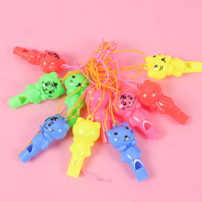10Pcs Cartoon Whistle Cheerleading Sports Toy Funny Cute Cat Football Whistles For Kids Children Birthday Party Favors Gifts