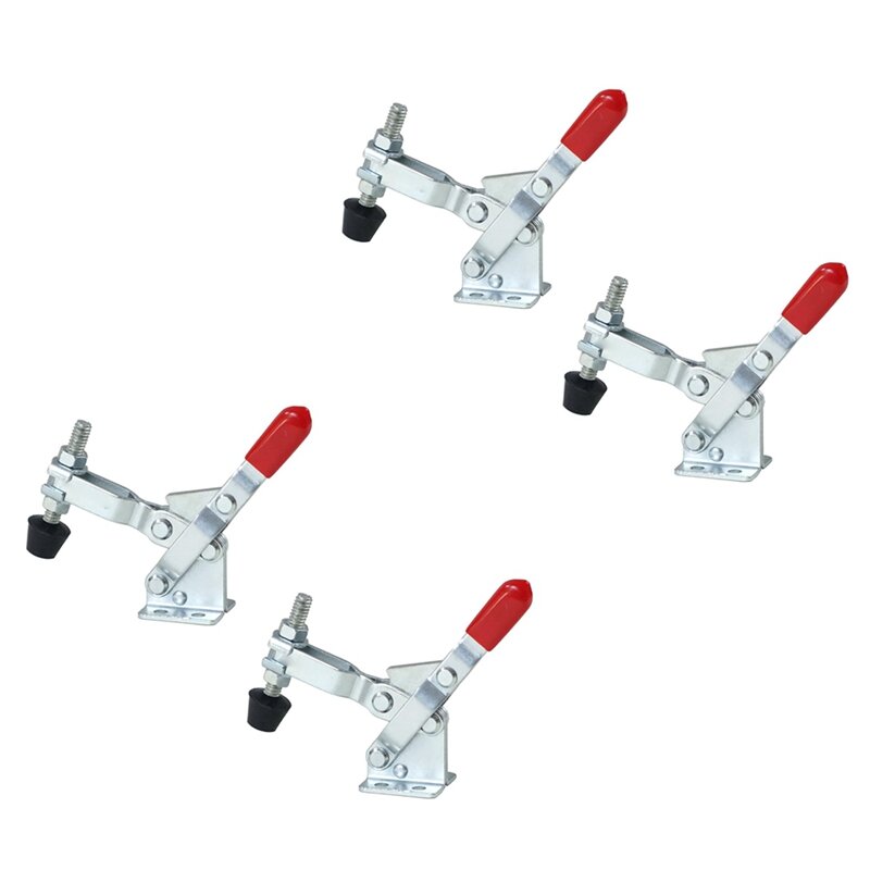4PCS Vertical Quick-Release Toggle Clamp 102B - 220 Ibs Holding Capacity W Rubber Pressure Tip Easy To Use