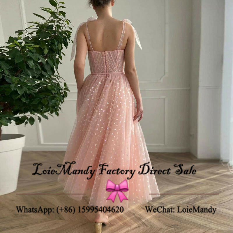 Ankle Length Tulle Prom Dresses Fairy 2023 Sexy Spaghetti Traps Evening Party Gowns For Women Light Pink Vestidos de noche
