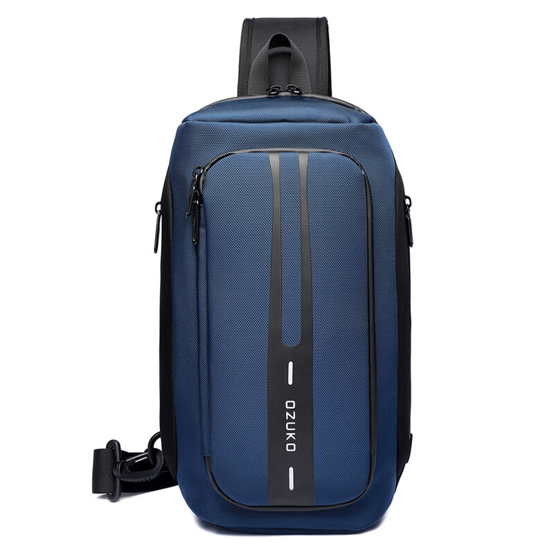 حقيبة صدر للرجال ضد السرقة من OZUKO ، حقائب للتوصيل للرجال ، حقيبة مقاومة للماء خارجية ، حقيبة كروس بودي بشحن USB