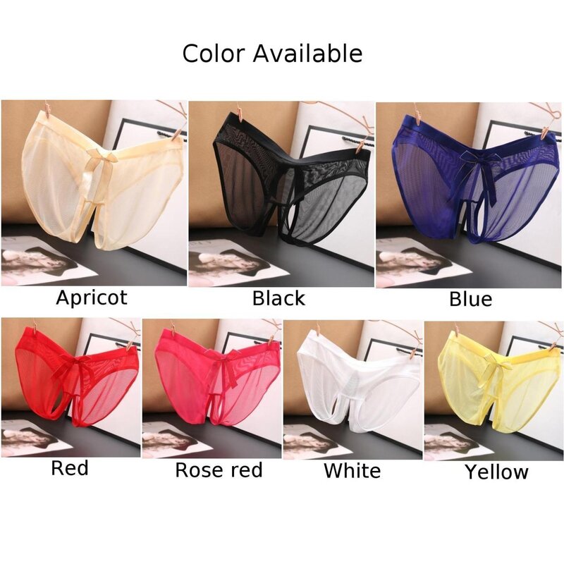 Sexy Womens Open Crotch Underwear See Through Panties Lady Ultra Thin Mesh Briefs Hollow Out Underpants Sheer Erotic Lingerie