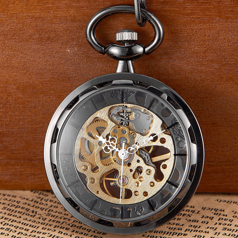 Copper Steampunk Vintage Pocket Watch Necklace Pendant Hollow pocket fob watches Men Women Hollow Gear relojes de bolsillo