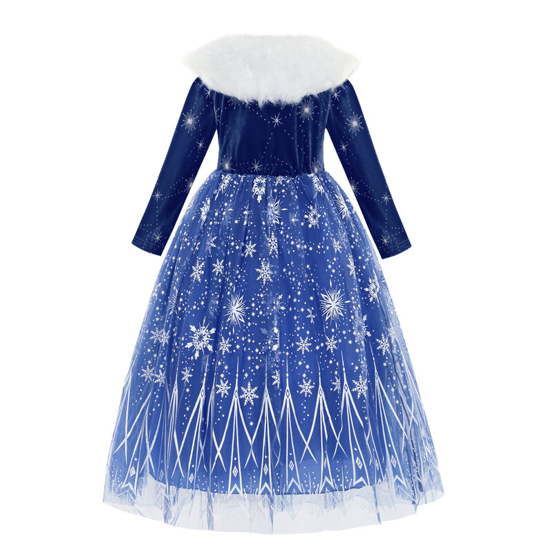 Платье Эльзы для девочек, костюм принцессы для косплея, зимняя одежда с длинным рукавом, день рождения, Рождество, карнавал, конфетная королева снега, Детские наряды