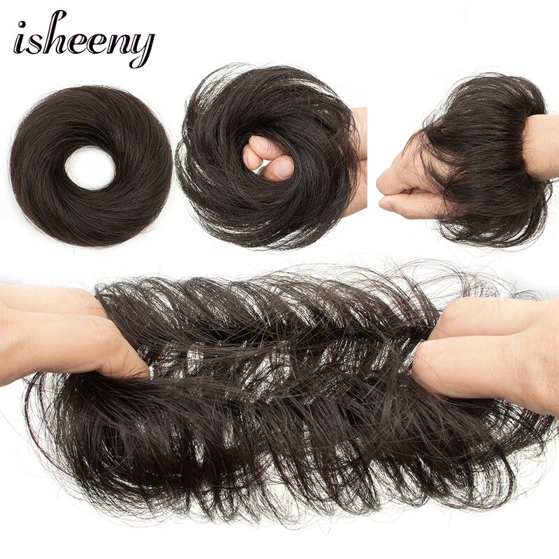 Isheeny блонд человеческие волосы пучки шиньон Updo пончик обертывание конский хвост волосы для наращивания Remy волосы настоящие натуральные человеческие волосы 11 цветов