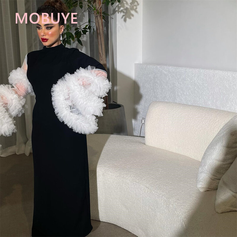 MOBUYE 2024 Arab Dubai O Neckline Prom Dress Ankle Length Evening Fashion Elegant Party Dress For Women