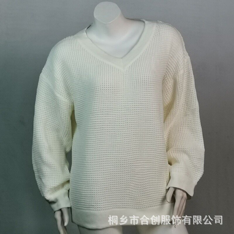 Suéter de gran tamaño para mujer, suéter de punto suelto de manga larga, color liso, moda de otoño, novedad de 2023