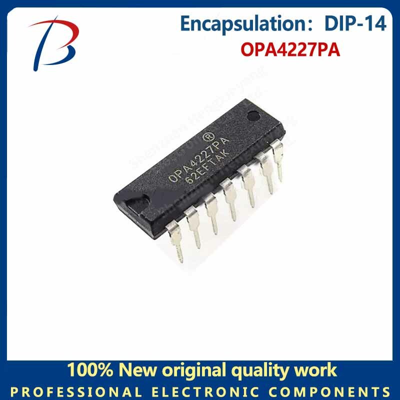 Amplificador integrado de baixo ruído, pacote OPA4227PA, DIP-14, alta precisão, 5pcs