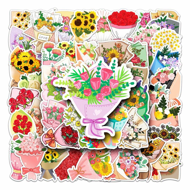 50Pcs Elegant Beautiful Bouquet Series Graffiti Stickers Suitable for Laptop Helmets Desktop Decoration DIY Stickers Toy