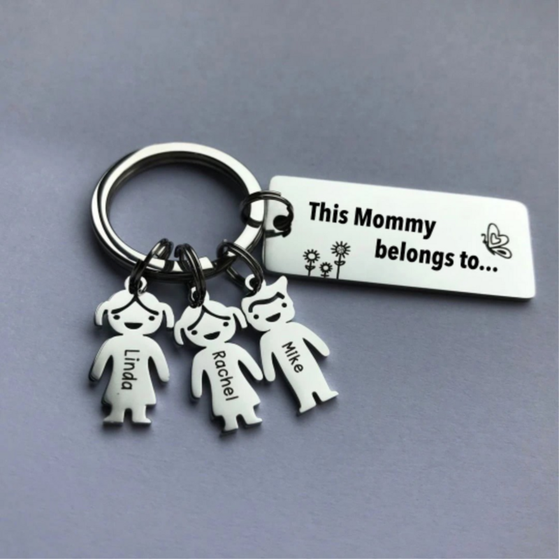 Custom Family Names Keychain This Mommy belongs to Keychain Personalized Mothers Day Gift This Daddy belongs to Fathers Day Gift