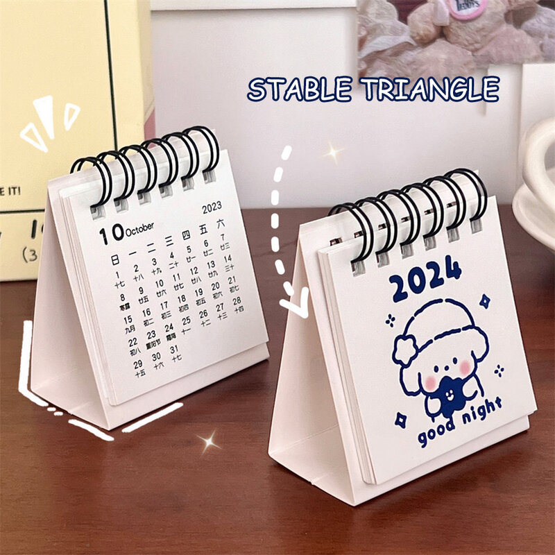 Mini Simple Cartoon Calendar For 2024 Fashion Tabletop Decorative Calendar For Living Room Home