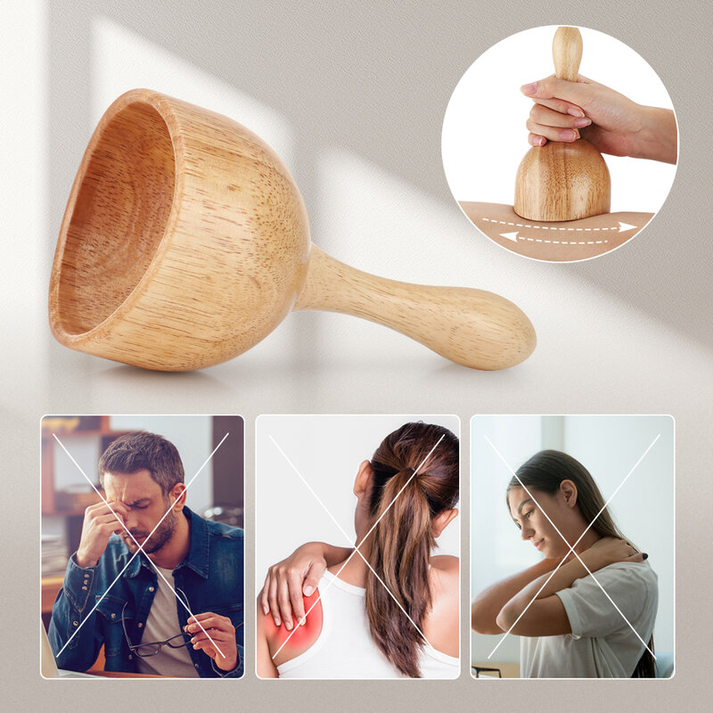 1 pc copos de madeira terapia copo de madeira massageador raspagem cupping, doméstico dragagem meridian massager salão de beleza cuidados de saúde em casa