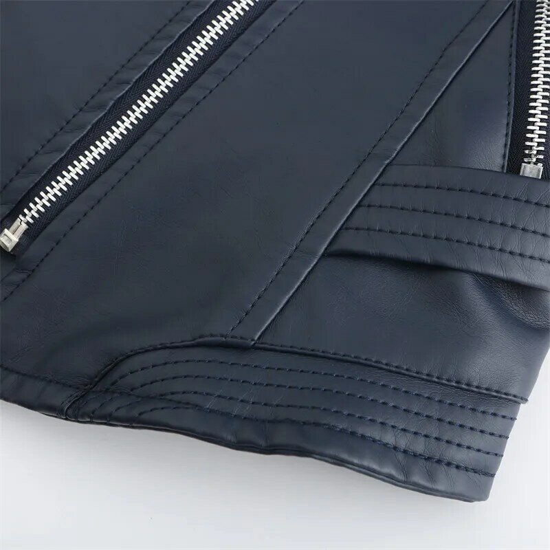 High Quality PU Leather Jacket Women Slim Faux Leather Coat 2023 New Spring Autumn Fashion Long Sleeve Ladies Short Jackets 3XL
