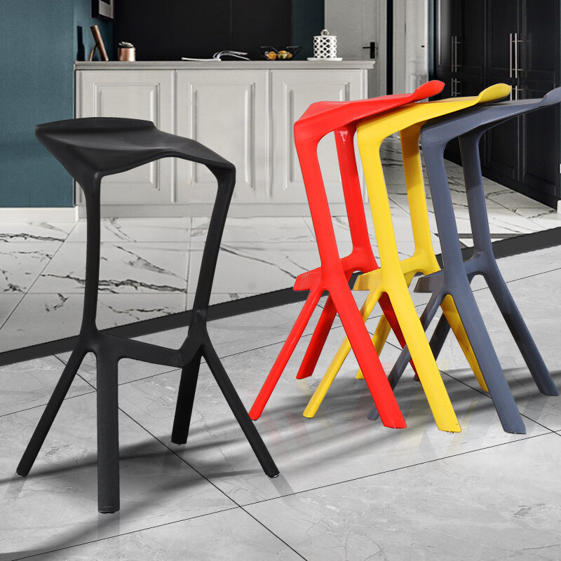 북유럽 디자인 플라스틱 바 스툴, 휴대용 접이식 식당 의자, 주방 찬장 가구용 높은 의자 바 스툴