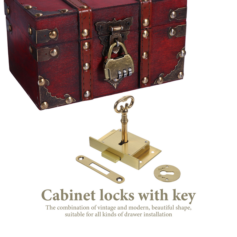 Set di serrature per montaggio a incasso in ottone placcato per armadi, cassetti, cassette postali e armadi