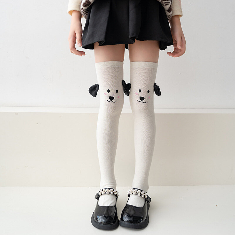 Spring Girls Cute Cartoon Stockings Animals Panda/Puppy/Bunny Over Knee High  Children JK Cotton Long Socks