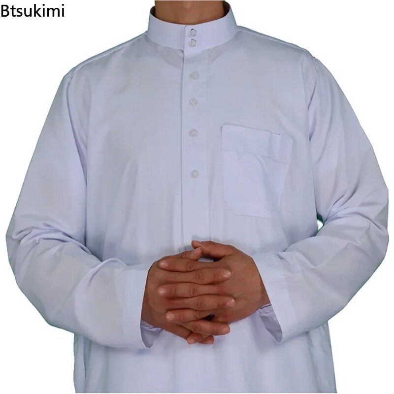 Robe musulmane à manches longues pour hommes, vêtements islamiques, longueur, Arabie saoudite, Pakistan, Kurta, Kaftan, Thobe