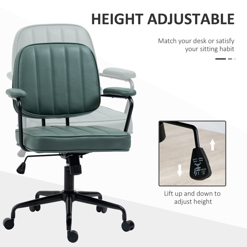 Silla de oficina en casa con diseño ergonómico cómodo y respaldo de malla transpirable, altura ajustable e inclinación, Vinsetto verde