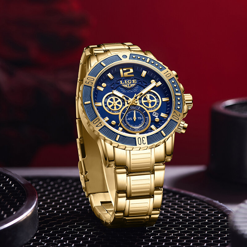 LIGE-Montre-bracelet militaire étanche pour homme, horloge à quartz, chronographe, sport, armée