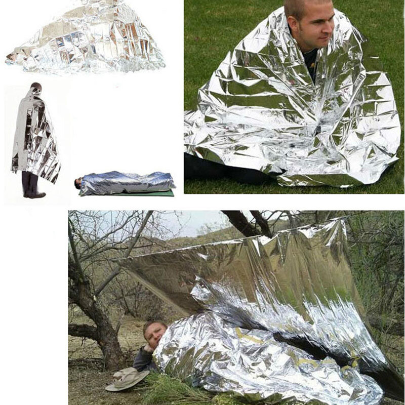 Аварийное тепловое одеяло, уличное водонепроницаемое одеяло для выживания из алюминиевой фольги, горячее пространство, аварийная спасательная занавеска, военное одеяло