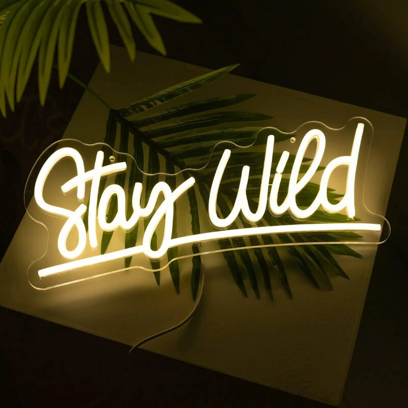Stay Wild Neon Sign Wall Decor Letter LED Signs Neon Light Sign for Room Decor USB Powered for Bar Party Gifts for Teens Neon