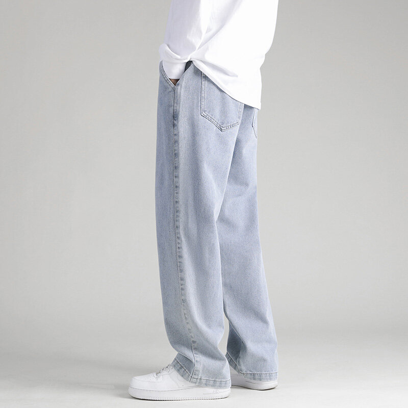 Cztery pory roku jeansowe męskie wielokolorowe spodnie na co dzień z prostymi nogawkami odzież męska