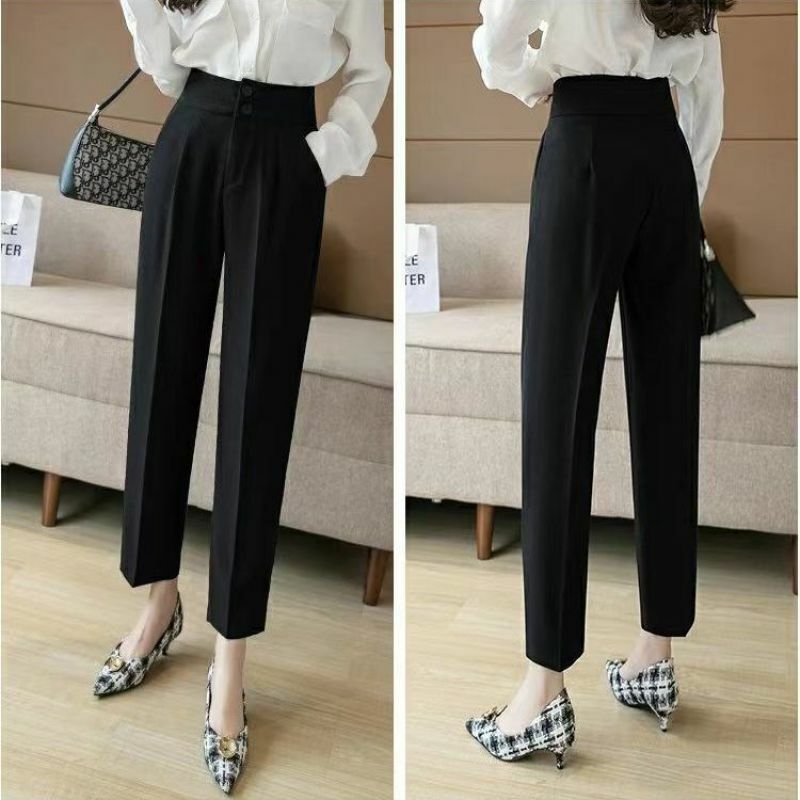 Spring Summer Autumn Women's High Waist Suit Pant Korean Office Lady Graceful Joker Work Tailored Trousers Ankle-Length Pants