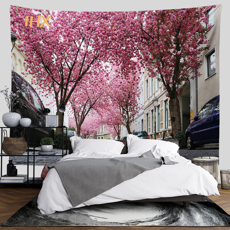 Tapiz de árbol Sakura, decoración de paisaje Natural para habitación, colgante de pared para dormitorio, hogar, techo
