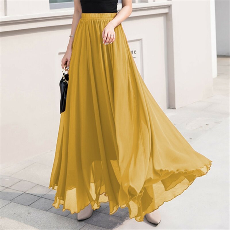 Skirt for Women Summer Women's Solid Color Chiffon Skirt Women's High Waist Long Bathing Suits with Skirts for Women
