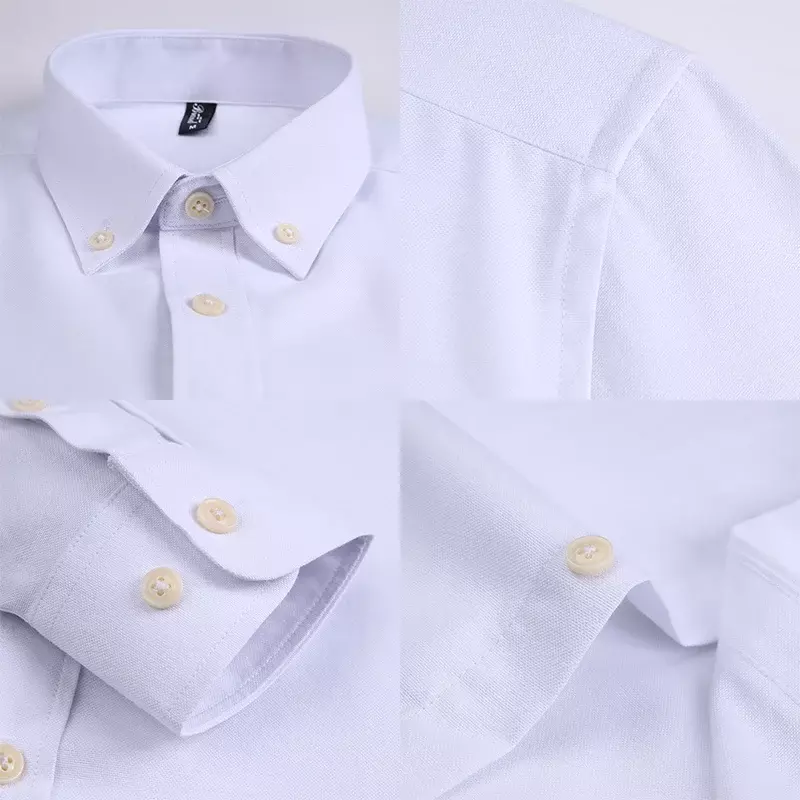 Autumn Formal Button Up Shirt Men 2024 Long Sleeve Turn-down Collar Solid Color Business Dress Shirt Men Plus Size 5XL