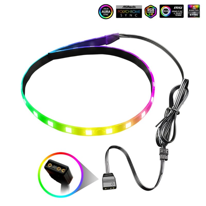 Coolmoon Magnetic Suction RGB Light Strip 40cm Flexible LED Backlight Strip Lights 4Pin/5V ARGB Chassis Synchronously Dropship
