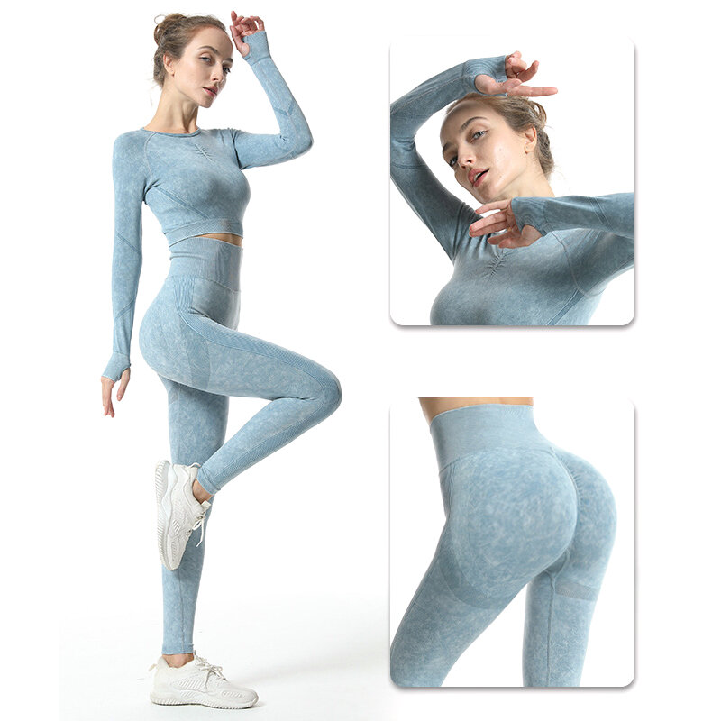 GC-Conjunto de ropa de Yoga sin costuras para mujer, ropa deportiva lavable para deportes al aire libre, Fitness, glúteos Sexy, pantalones de Yoga, ropa de gimnasio