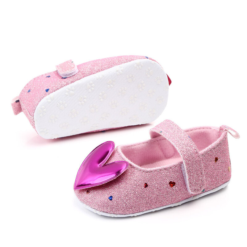 Zapatos de princesa con forma de amor para niña, suela suave para bebé, Prewalker