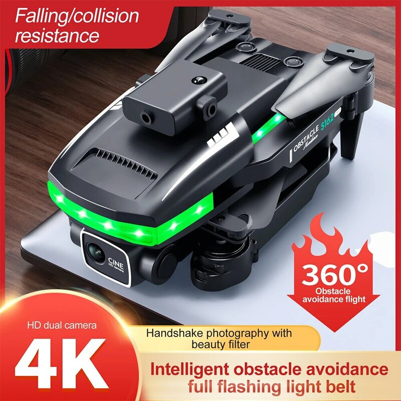 S162 Drone HD 4K Dual Camera 360 ° intelligente evitamento degli ostacoli cintura piena di luce lampeggiante caduta di resistenza alle collisioni Quadcopte