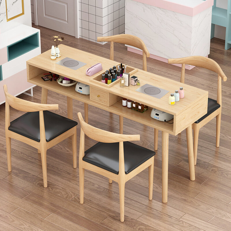 Drewniane japońskie stół do malowania paznokci proste wzornictwo Salon wykwintne stół do malowania paznokci Nordic Reception Mesa De Manicure meble do salonu HD50ZJ