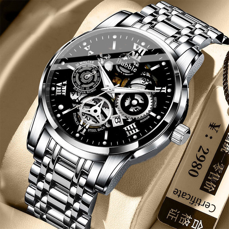 นาฬิกา L93 Uthai สำหรับอินเทรนด์ผู้ชายนาฬิกาควอตซ์อเนกประสงค์หรูหราน้ำหนักเบาไฮเอนด์กันน้ำได้นาฬิกาผู้ชายแบบโรมันกลวง