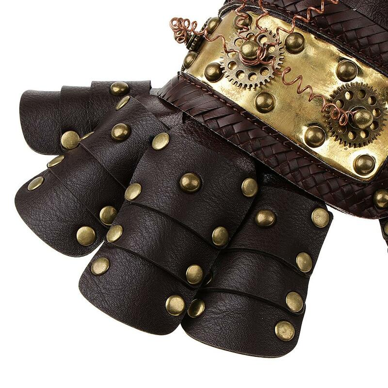 Gotycki Steampunk skórzany mankiet opaska na ramię w stylu Vintage przebranie kostium