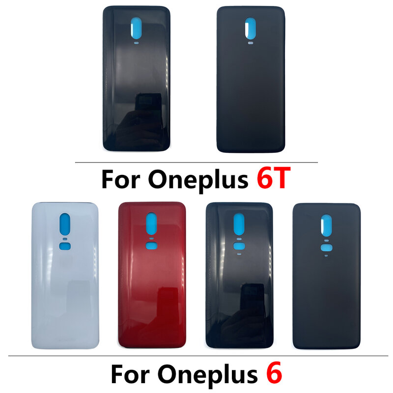 Couvercle arrière de batterie en verre pour OnePlus, porte du panneau arrière, boîtier de remplacement, autocollant adhésif pour OnePlus 6, 6T avec LOGO, nouveau