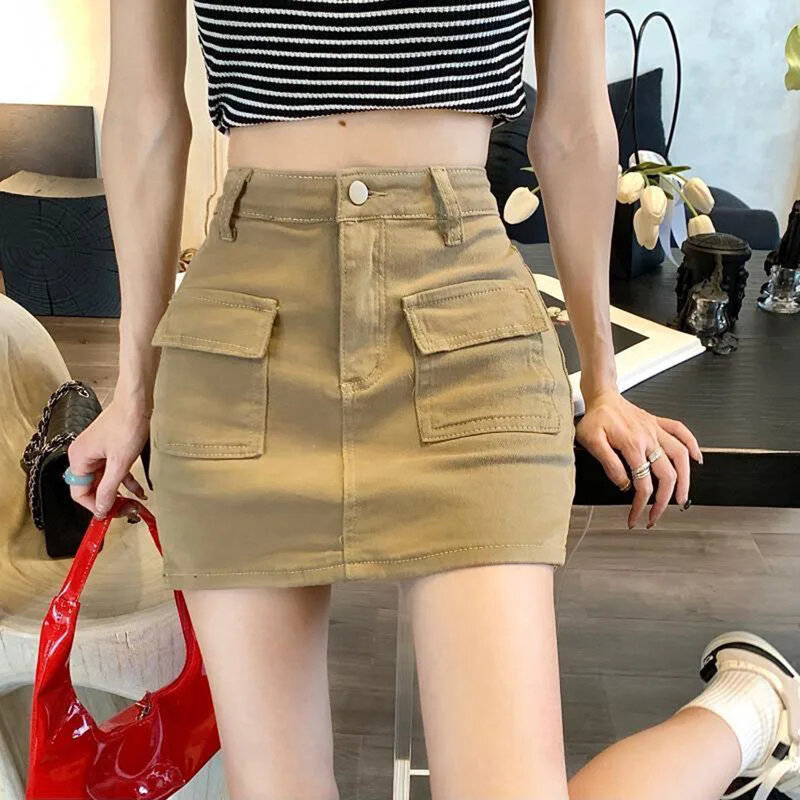 Solid Color Skirt Skirt Spring And Summer Parties Shopping Shopping And Other Occasions Slightly Elastic Alf Skirt