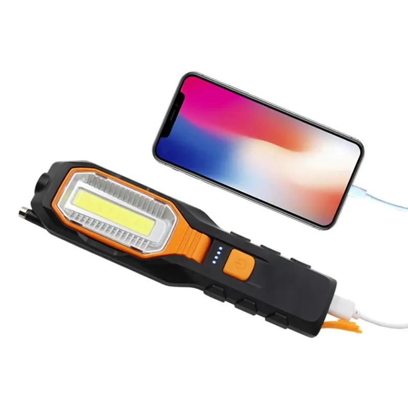 Senter LED USB Isi Ulang Lampu Kerja Lampu LED Obor Mendukung Kait Putar Berdiri untuk Bengkel Berkemah Perbaikan Mobil