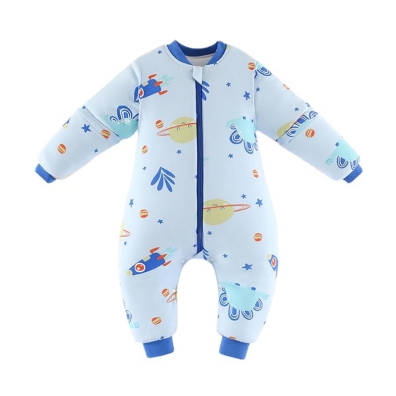 Baby Sleeping Bag Winter Boys Girls Sleep Sack with Legs 3.5Tog Cotton Detachable Sleeve Two-Way Zipper Warm Rompers Pajamas