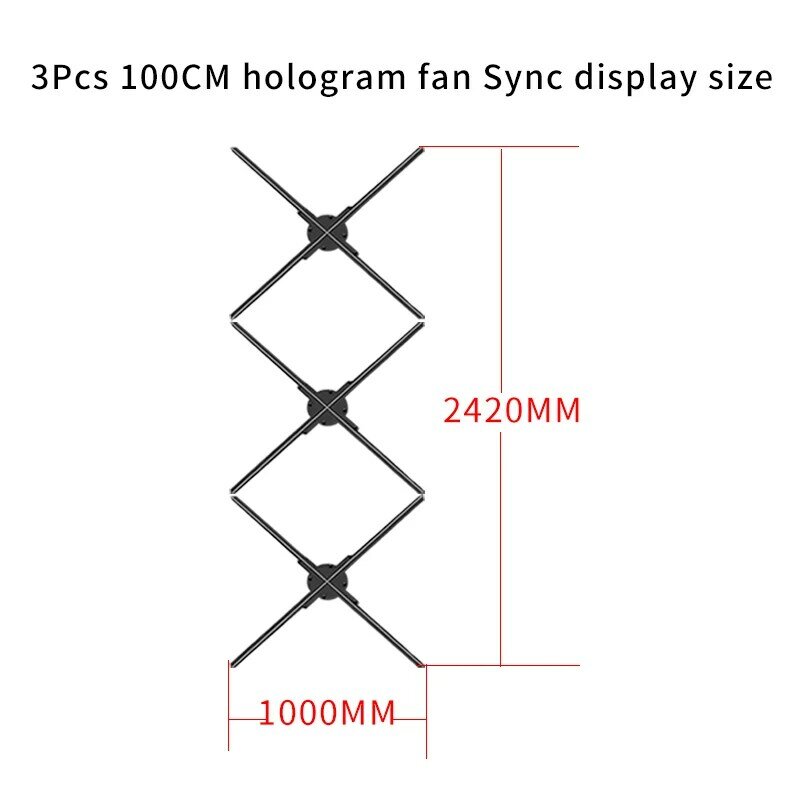 Real Time Sync 3pcs Hologram Fan 3d Hologram Projector Led Fan Display Holographic Advertising Projector For Christmas