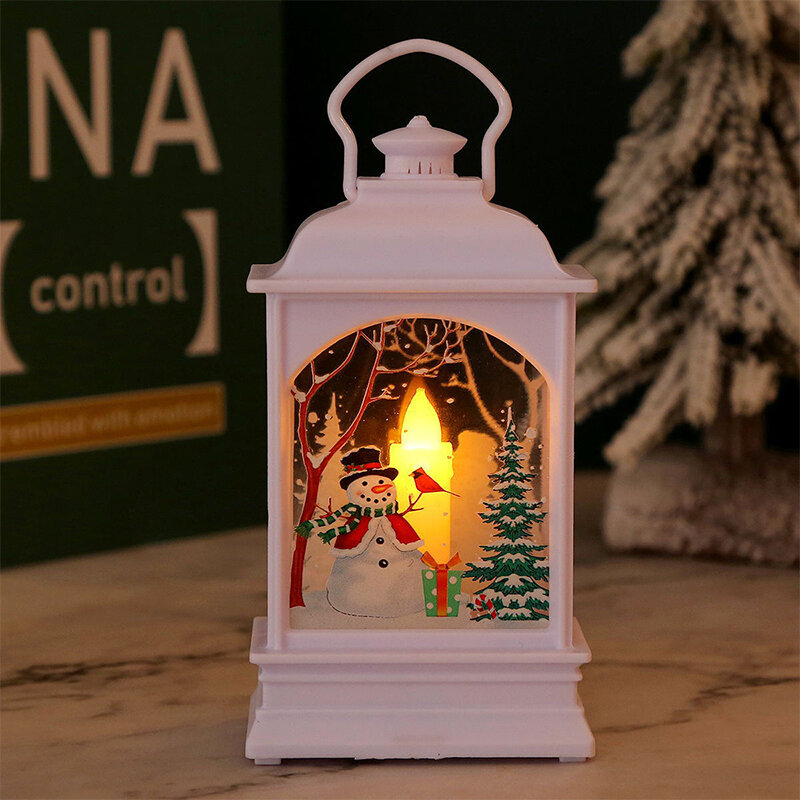 1PC Portable Christmas Santa Lantern Wind Lights Night Light Ornaments Phone Booth  Lamp Gifts Desktop Party Supplies Decoration