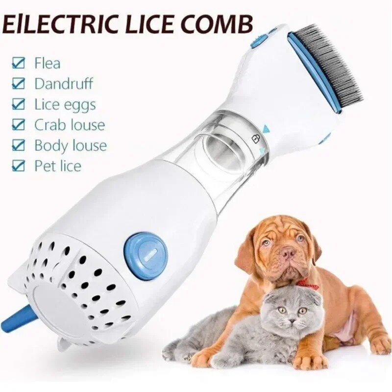 Peine eléctrico para recoger piojos de mascotas, cepillo multifuncional para eliminar pulgas, limpiador de pelo para perros y gatos
