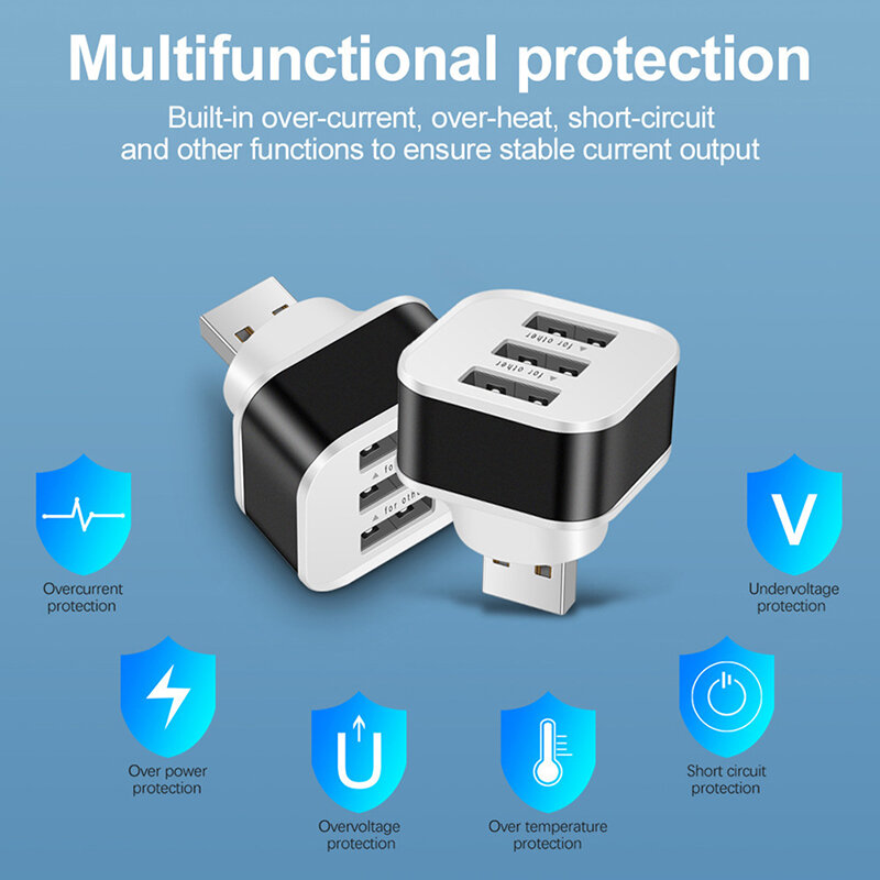 Автомобильный USB-удлинитель для зарядки 2,0 3-Портовый удлинитель USB с индисветильник Plug And Play 3-в-1 для концентраторов смартфонов