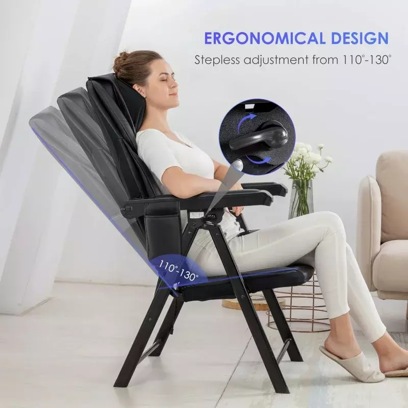 Comfier เก้าอี้นวดพับได้แบบพกพาเครื่องนวดคอด้านหลังแบบ Shiatsu พร้อมความร้อนเก้าอี้นวดพับได้สำหรับเต็มตัวปรับได้