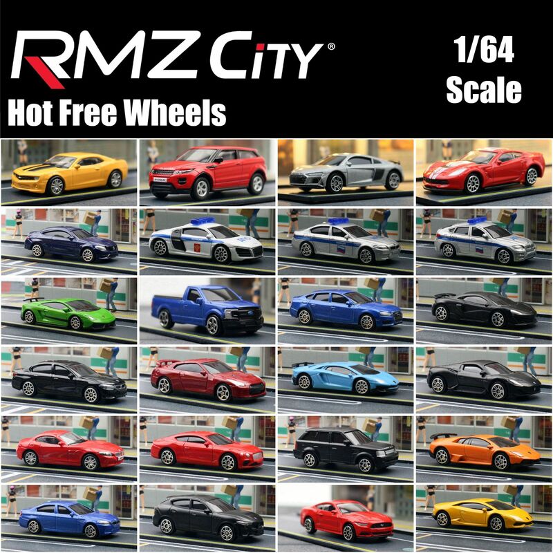 Miniatur roda bebas panas Premium 1/64 miniatur mobil mainan Diecast kota RMZ untuk anak-anak koleksi Model kendaraan olahraga Super logam kotak hadiah